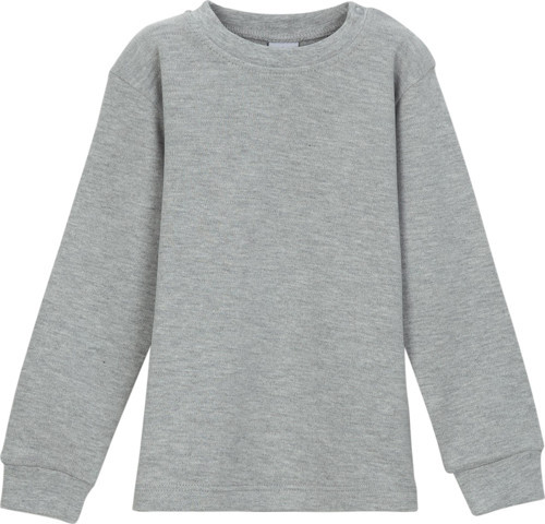 Açık Gri Basic Kız Bebek Çıtçıtlı Yaka Kışlık Uzun Kollu Tişört