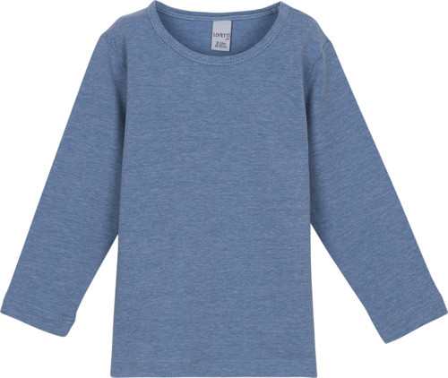 Koyu Mavi Melanj Basic Kışlık Çıtçıtlı Uzun Kollu Bebek Tişört