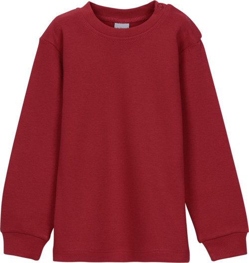 Kırmızı Basic Kız Bebek Çıtçıtlı Yaka Kışlık Uzun Kollu Tişört