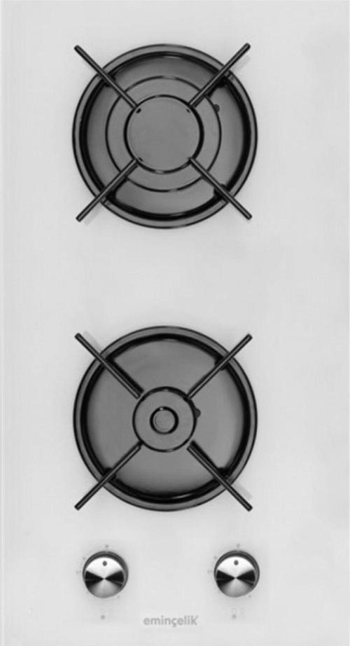 EMIN EC-AH4120/WG30 ENG 41226 DOMINO 2GZL.ANKASTRE BEYAZ CAM EMAYE IZG. SETUSTU OCAK