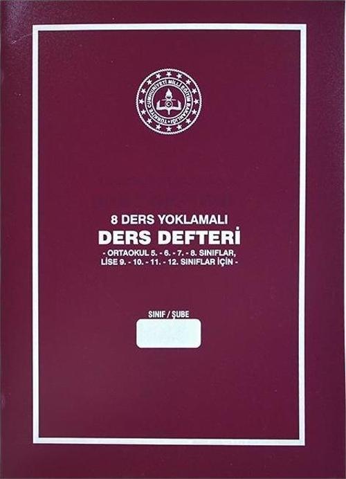 8 Ders Yoklamalı Ders Defteri Bordo Plastik Kapak 384