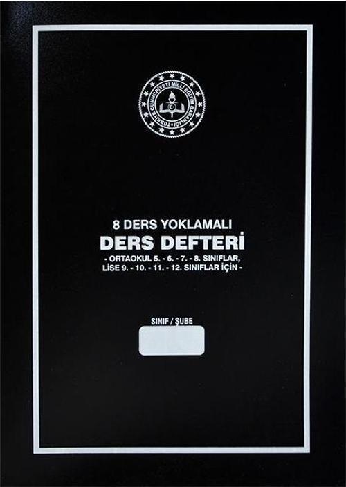 8 Ders Yoklamalı Ders Defteri Siyah Plastik Kapak 384
