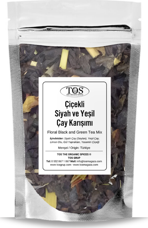 Çiçekli Siyah ve Yeşil Karışımı 40 gr (1. Kalite) Floral Black and Green Tea Blend