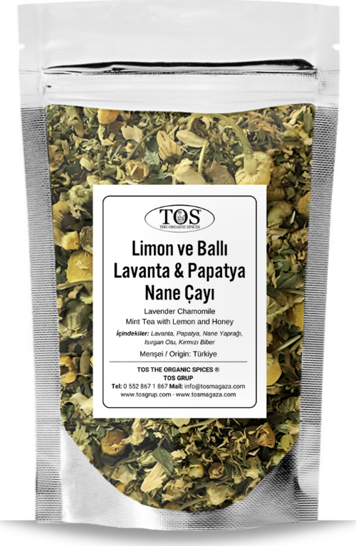 Limon ve Ballı Lavanta Papatya Nane Çayı 250 gr (1. Kalite) Lemon and Honey Lavender Mint Tea