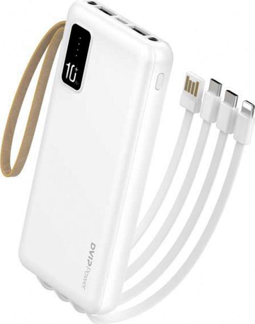 İp10 10000Mah 2Xusba + Type-C + Micro + Lightning Çıkışlı Led Göstergeli Powerbank Beyaz