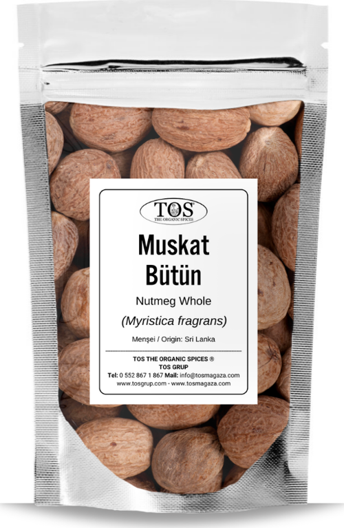 Muskat Bütün 1 kg gr (1. Kalite) Myristica fragrans / Hint Cevizi, Nutmeg Whole