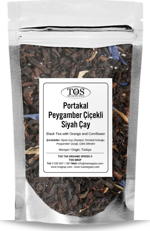 Portakal ve Peygamber Çiçekli Siyah Çay 250 gr (1. Kalite) Orange and Cornflower Black Tea