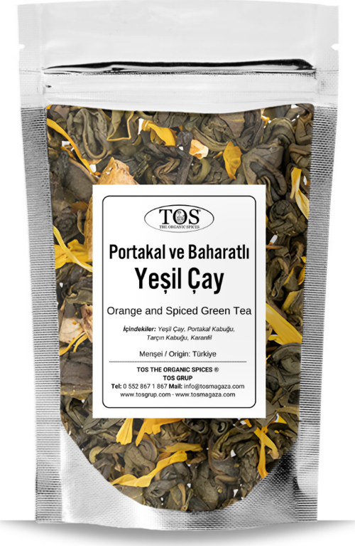 Portakallı Baharatlı Yeşil Çay 100 gr (1. Kalite) Orange Spiced Green Tea