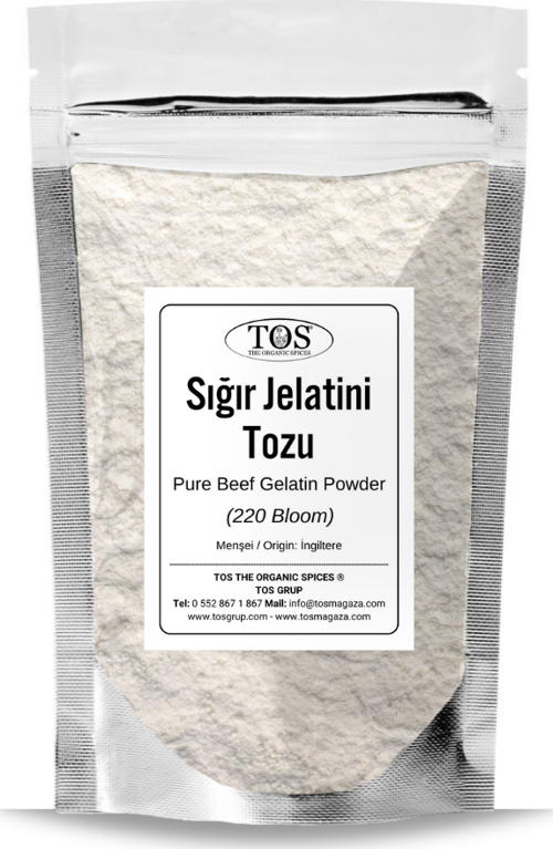 Saf Sığır Jelatini Tozu 100 gr (1. Kalite) Pure Bovine Gelatin Powder