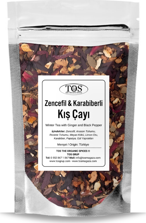 Zencefil ve Karabiberli Kış Çayı 100 gr (1. Kalite) Ginger and Black Pepper Winter Tea