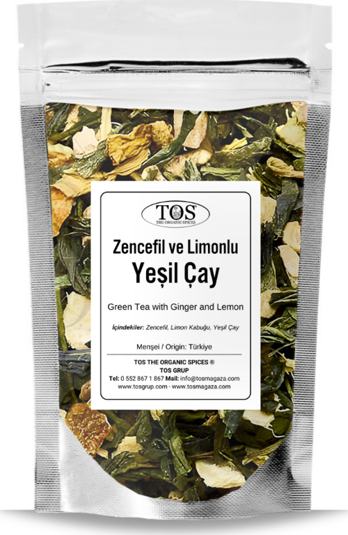 Zencefilli Limonlu Yeşil Çay 100 gr (1. Kalite) Ginger Lemon Green Tea
