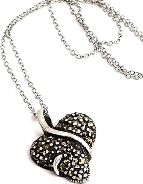 Markazit taşlı gümüş kalp kolye