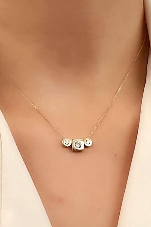 Gümüş üzerine altın kaplama hareketli trend kolye