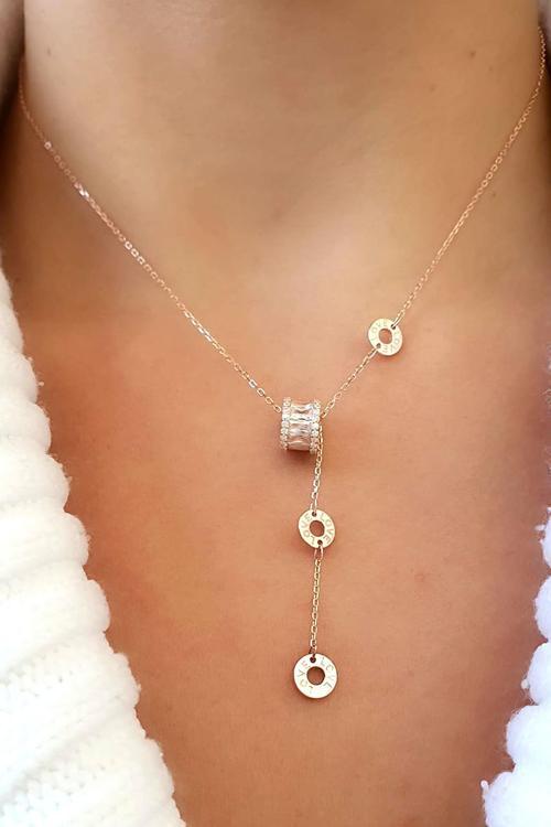 İtalyan 925ayar Gümüş  Rose Love Aşk Yazılı Aşk Kolyesi