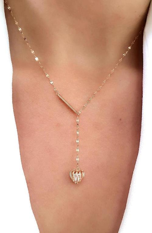 İtalyan 925ayar Gümüş Üzerine Rose Altın Kaplama Kalp içinde swarovski taşlı Ayarlanabilir Y Kolye 