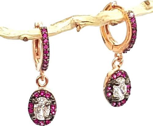 pembe zirkon taşlı gümüş küpe