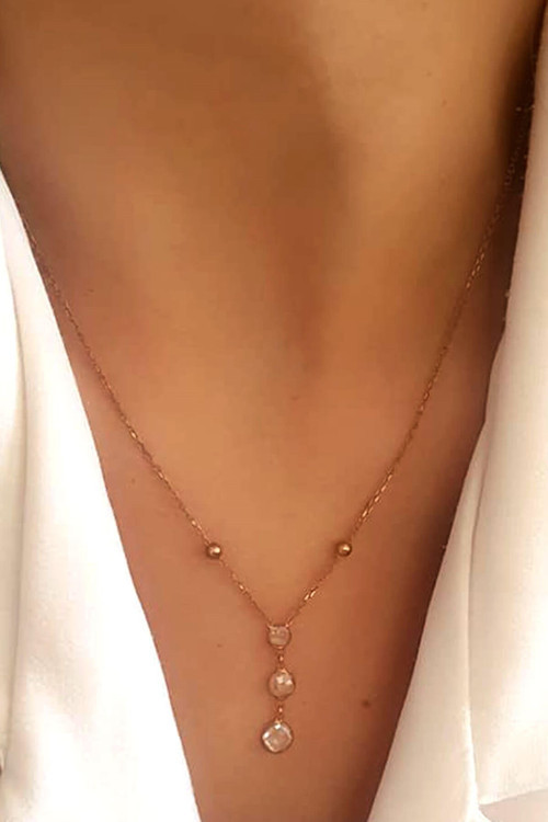 Zirkon taşlı 925 ayar gümüş rose kolye
