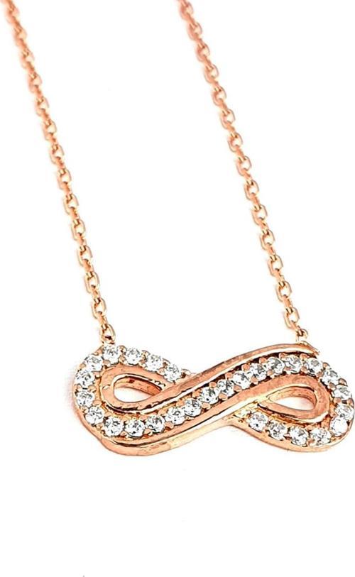 Zirkon Taşlı 925ayar Gümüş Rose Sonsuzluk Kolye