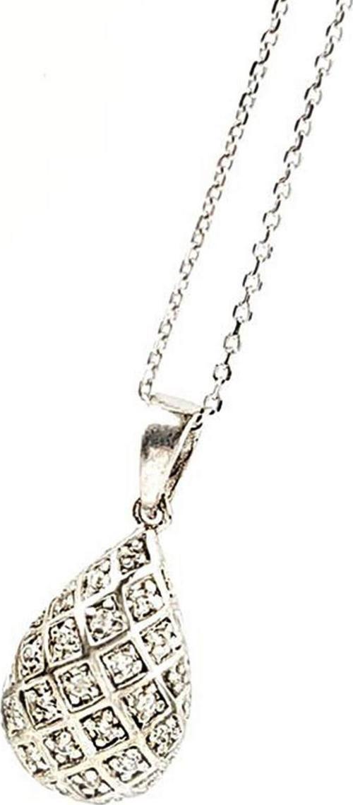 Zirkon Taşlı Gümüş Altın İşçiliğinde Kolye 