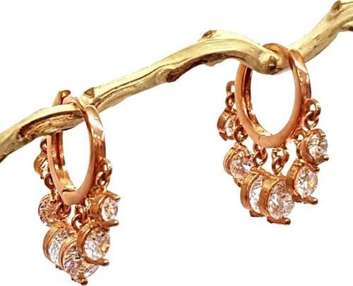 Zirkon Taşlı Gümüş Üzerine rose altın kaplamalı shakira küpe