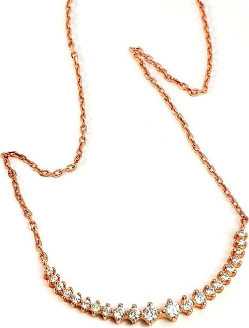 Sky Diamond taşlı gümüş rose yay kolye