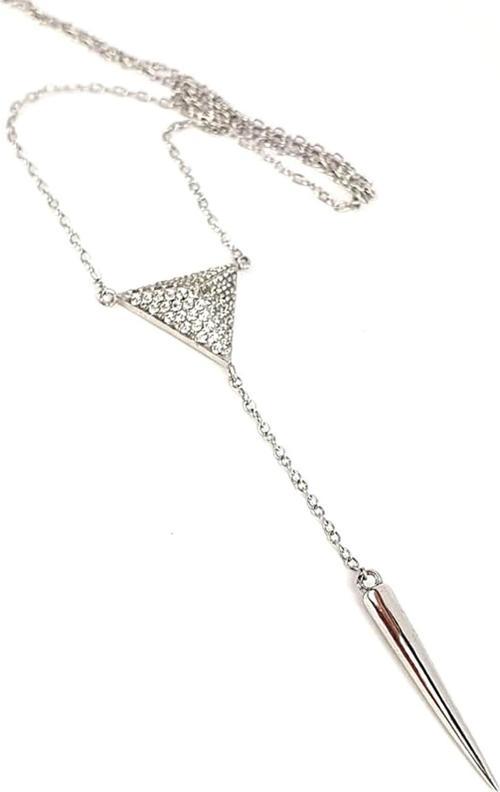Sky diamond taşlı gümüş üç boyutlu modern üçgen kolye