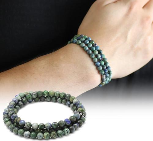 Hem Bileklik - Hem Kolye - Hem Tesbih 99lu Azurite Doğaltaş Takı