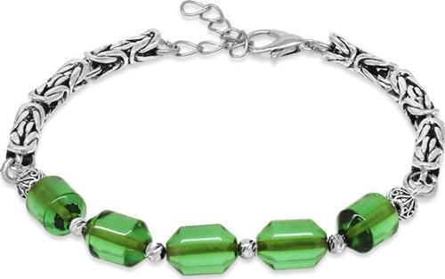 Kararmaz Metal Kral Zincirli Beyaz Dorika Top Süslemeli Su Yeşili Ateş Kehribar Erkek Bileklik