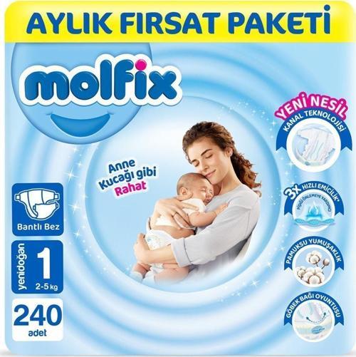 Bebek Bezi 1 Beden Yenidoğan Aylık Fırsat Paketi 240 Adet