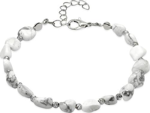 Silver Renk Metal Zincirli Dorika Top Süslemeli Amorf Havlit Doğaltaş Erkek Bileklik