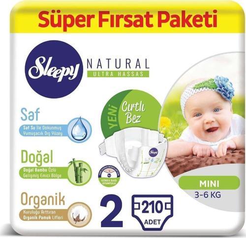 Natural Bebek Bezi 2 Numara Mini Süper Fırsat Paketi 210 Adet