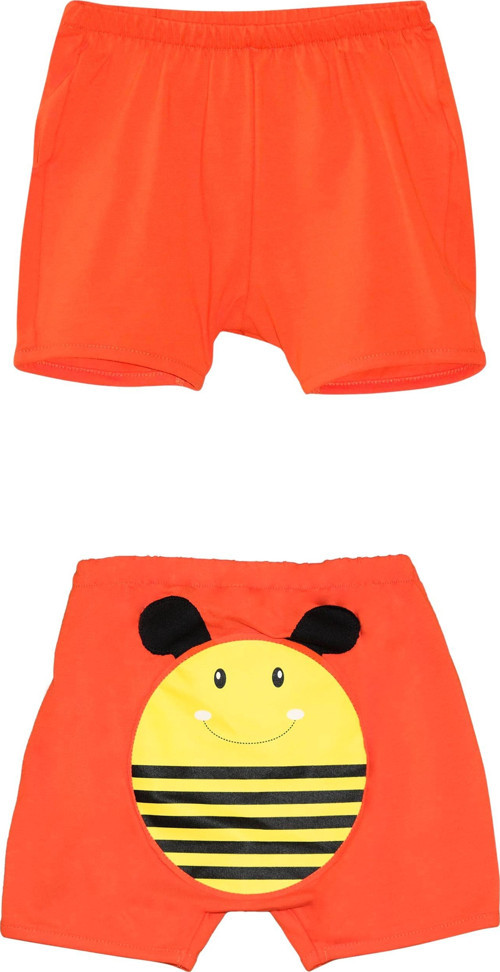 Turuncu Arı Baskılı Kız Çocuk Şort