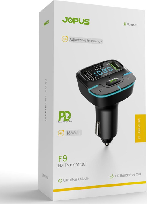 Bluetooth FM Transmitter Araç Kiti, Hızlı Şarj,USB, Type-C, HD Mikrofon