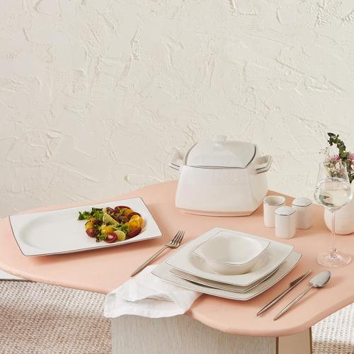 Square Bone Mandy Cream 60 Parça 12 Kişilik Yemek Takımı