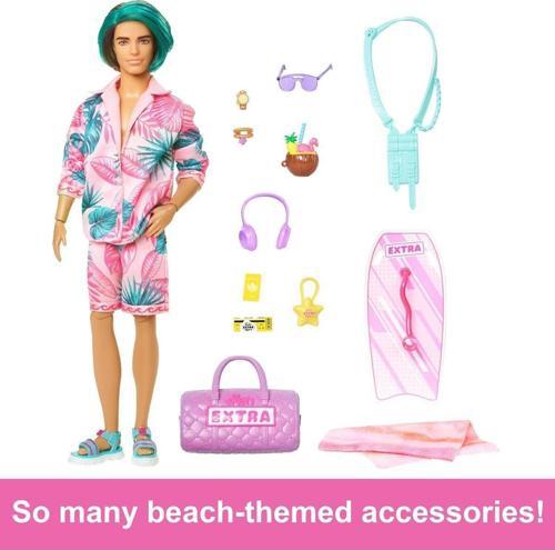 Extra Seyahat Ken Plaj Moda Bebeği  Boogie Board Ve Spor Çantası İle Tropikal Kıyafet Hnp 86