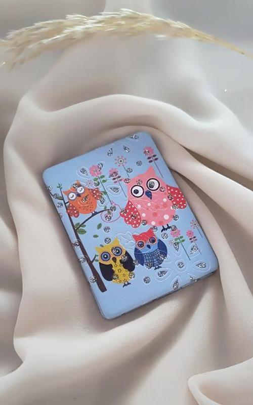 Ayna Cep Aynası Baykuş Model Makyaj Çanta Seyahat Taşınabilir El Aynası