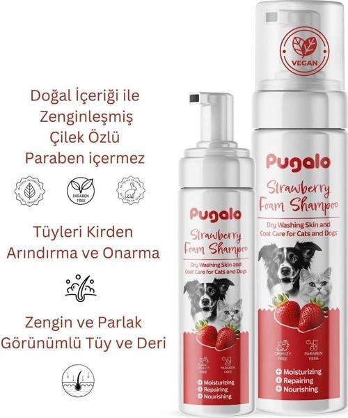 Köpük Şampuan Kedi Tüy Dökülmesi Karşıtı Doğal Içerikli Çilekli Kuru Köpük Şampuan 250 Ml
