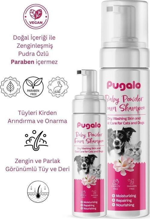 Köpük Şampuan Kedi Tüy Dökülmesi Karşıtı Doğal Içerikli Pudralı Kuru Köpük Şampuan 250 Ml