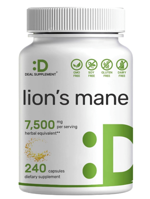 Lions Mane Mushroom  7,500*mg Per Serving, 240* Capsules – Active Fruiting Body & M