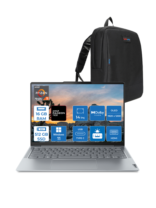 Yoga Slim 6 Ryzen 5 7540U 16GB LpDDR5 Ram 512GB SSD 14" OLED Wuxga Dolby Vision Windows 11Home L82X3004GTXWH01