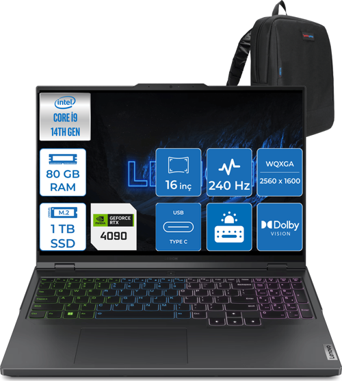 Legion Pro 7 I9-14900HX 80GB 1TB SSD 16GB/RTX4090/175W 16" 240Hz 500NITS Hdr Wqxga Freedos L83DE002XTR16
