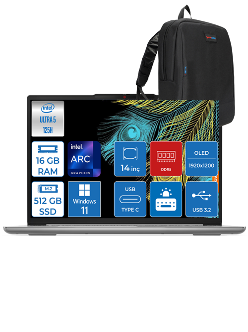 Ideapad Slim 5 Intel Ultra 5 125H 16GB LPDDR5X 512GB SSD 14" Wuxga Windows 11Home S83DA0078TRH01