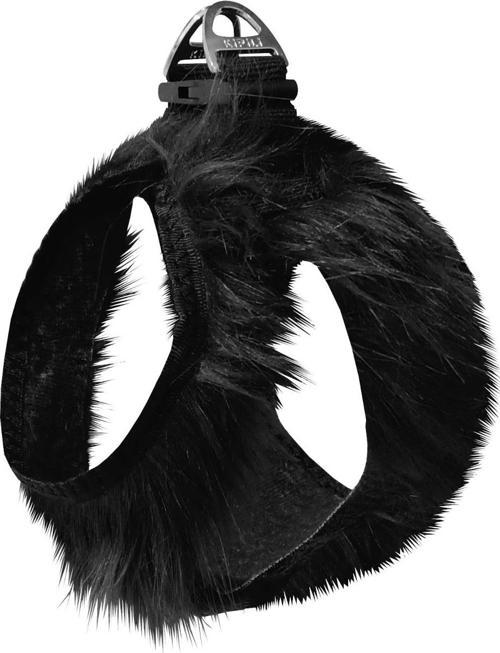 Üç Kilitli Peluş Kedi Köpek Göğüs Tasması 24-28 cm XX-Small Siyah