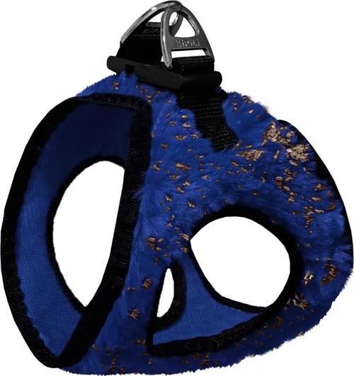Üç Kilitli Simli Peluş Kedi Köpek Göğüs Tasması 28-34 cm X-Small Lacivert