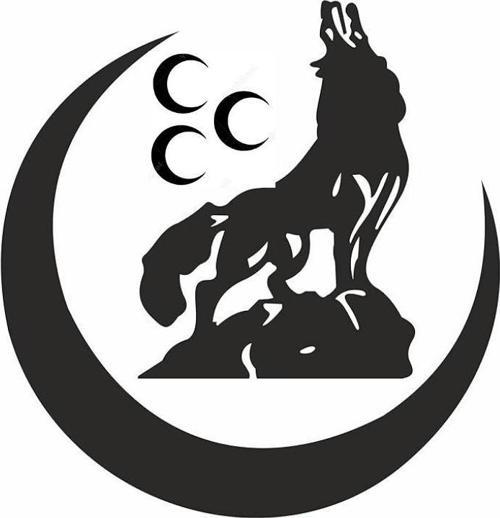 Üç Hilal Bozkurt Sticker (Oto-Motor-Laptop-Duvar-Dekor) 20 x 20 cm