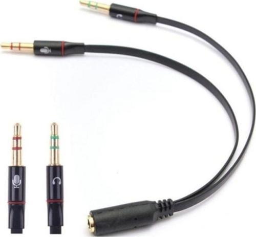 3.5mm Kulaklık Çevirici Mikrofon Kulaklık Ayırıcı Aparat Siyah Renk