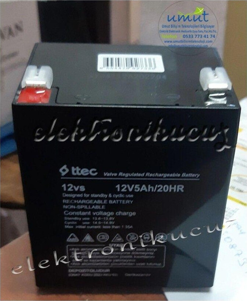 12 Volt 5 Amper 12V 5AH Kuru Tip Sensör Alarm Oyuncak Aküsü