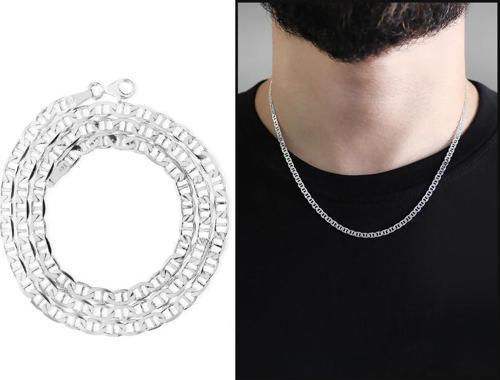 925 Ayar Gümüş 50 cm Uzunluk 80 Mikron Kalınlık Barlı Erkek Zincir