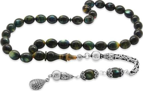 925 Ayar Gümüş Kral Püsküllü Özel Kesim Mix Renk Sedefli Katalin Tesbih