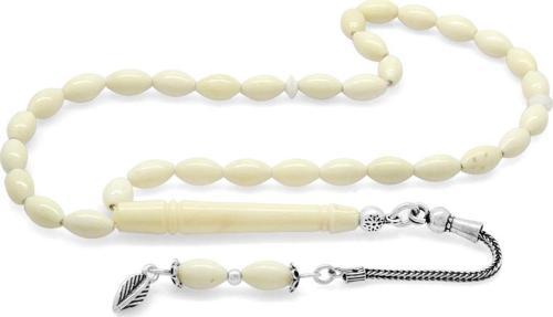 925 Ayar Gümüş Püsküllü Arpa Kesim Bilek Boy Deve Kemiği Tesbih